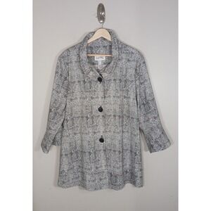 Joseph Ribkoff A-Line Blazer Jeweled Buttons Suit Jacket Black White Size 16